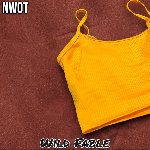💝NWOT Wild Fable Mustard Yellow Crop Top Tank Top with Adjustable straps - Picture 2 of 6